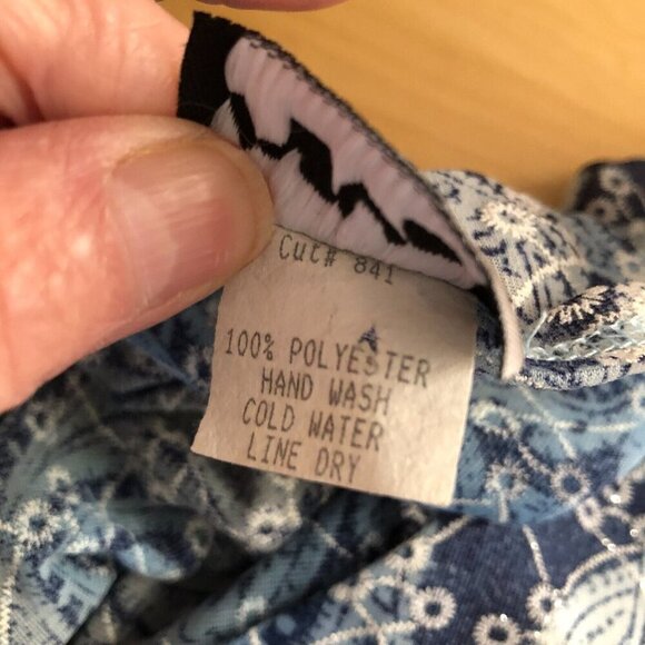 Vintage Y2K Blue Paisley Baby Doll Top - Flare Bell Sleeve Fairy Core Coquette - Picture 9 of 10